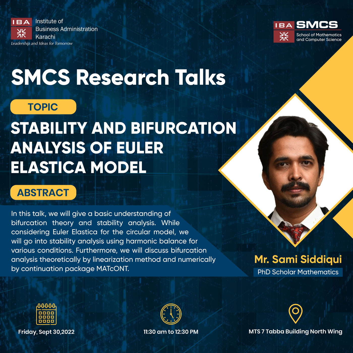 SMCS Research Talks: Stability and Bifurcation Analysis of Euler Elastica model